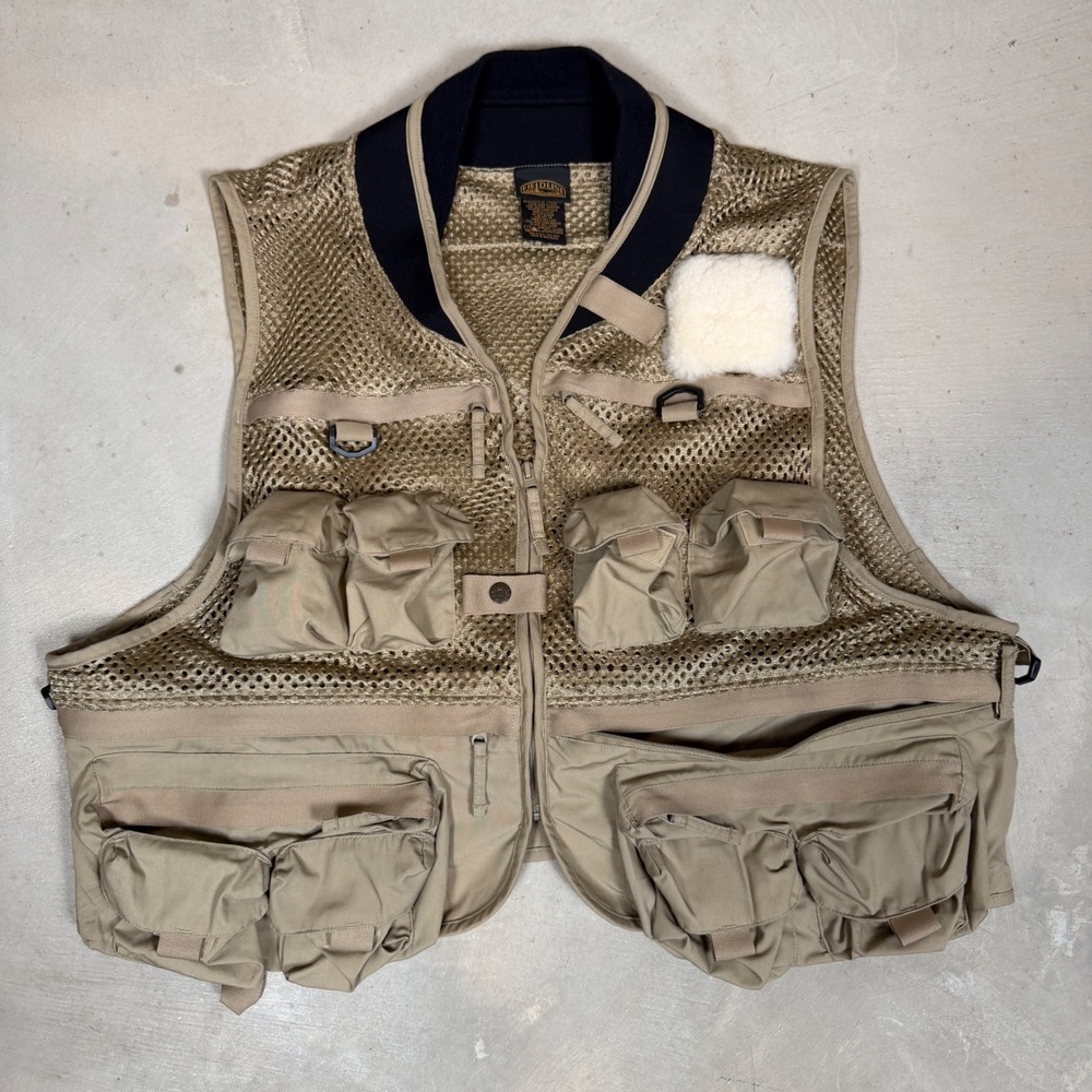 Fieldline Men Tan Mesh Fly Fishing Vest Multi-Pocket Utility Gorpcore FFVESTLRG